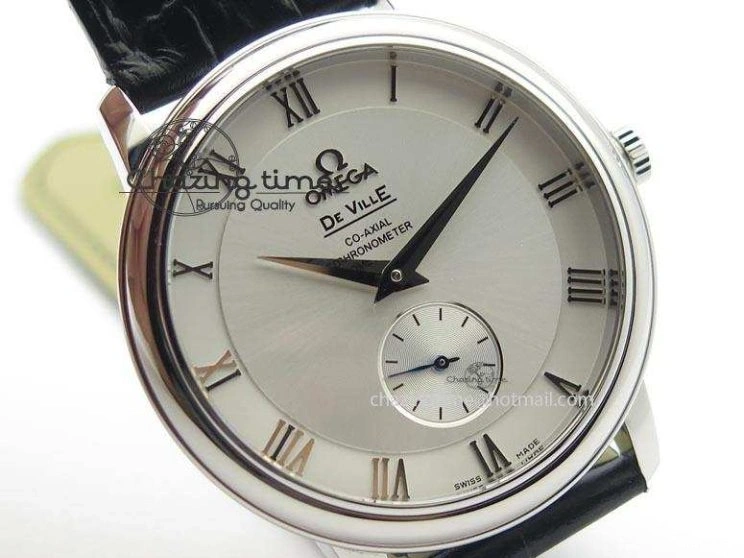 0814 De Ville MK 1:1 Best Edition SS White Dial On Black Leather Asian Seagull T1701 (Sec@6) Sporty 8244